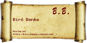 Biró Benke névjegykártya